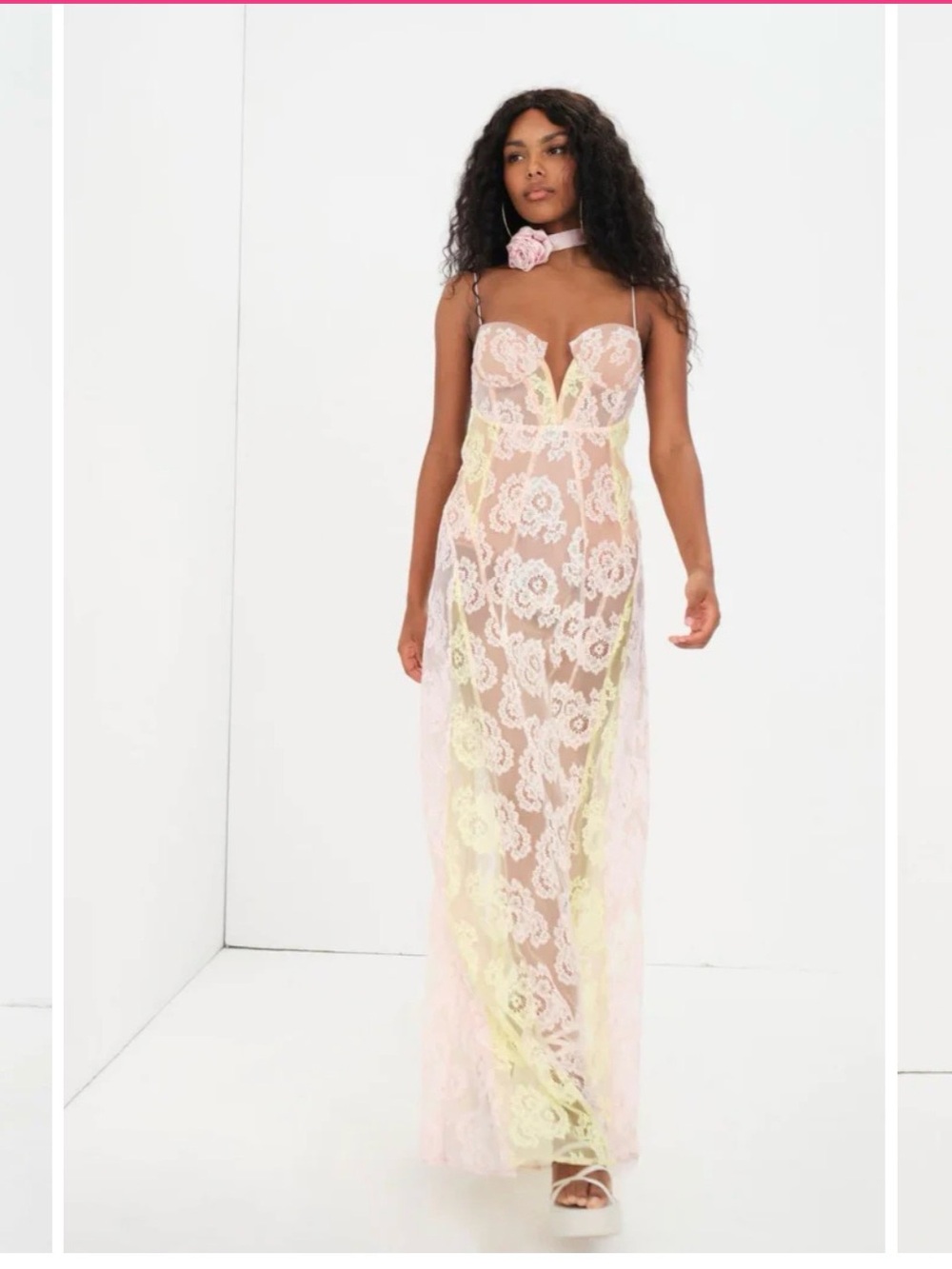 For Love & Lemons Blossom Maxi Dress Multi Pastel Lace XS NWT Sold Out Revolve - Picture 6 of 8